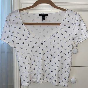 Floral cropped v neck